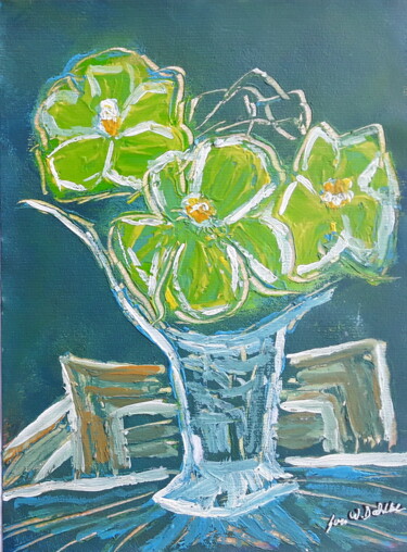 Картина под названием "Vase mit Blumen" - Sven W. Dahlke, Подлинное произведение искусства, Гуашь
