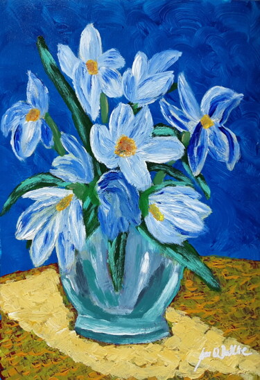 Malerei mit dem Titel "fiori nel barattolo" von Sven W. Dahlke, Original-Kunstwerk, Acryl