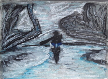 Painting titled "river trip" by Sven W. Dahlke, Original Artwork, Pastel