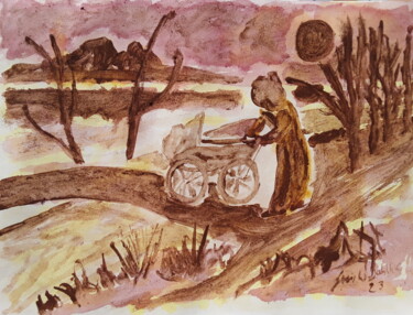 Painting titled "la situation" by Sven W. Dahlke, Original Artwork, Watercolor