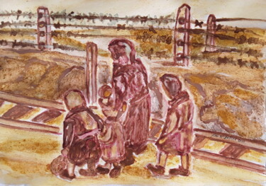 Ζωγραφική με τίτλο "Deportation" από Sven W. Dahlke, Αυθεντικά έργα τέχνης, Ακουαρέλα