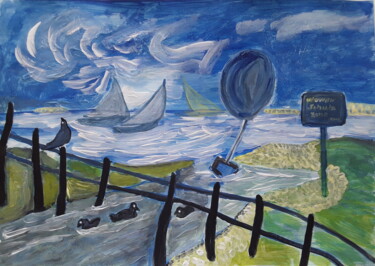 Malerei mit dem Titel "Das Wattenmeer" von Sven W. Dahlke, Original-Kunstwerk, Acryl