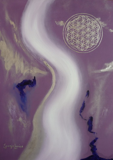 Blume des Lebens Flieder Weg Malerei mit dem Titel "Blume des Lebens Fl…" von Svenja Lunise, Original Kunstwerk, Acryl