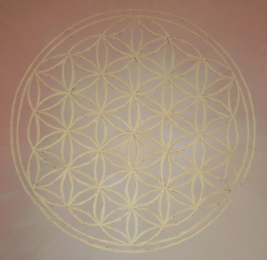 Blume des Lebens Beige Malerei mit dem Titel "Blume des Lebens Be…" von Svenja Lunise, Original Kunstwerk, Öl