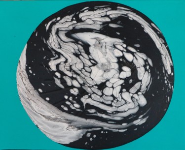 Peinture intitulée "" Sphère noire "" par Sophius, Œuvre d'art originale, Acrylique Monté sur Châssis en bois