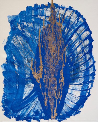 Peinture intitulée "" Bleu précieux "" par Sophius, Œuvre d'art originale, Acrylique Monté sur Châssis en bois