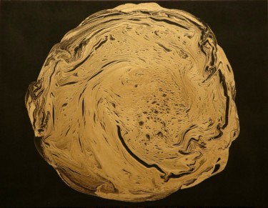 Peinture intitulée ""Tourbillon d'or "" par Sophius, Œuvre d'art originale, Acrylique Monté sur Châssis en bois