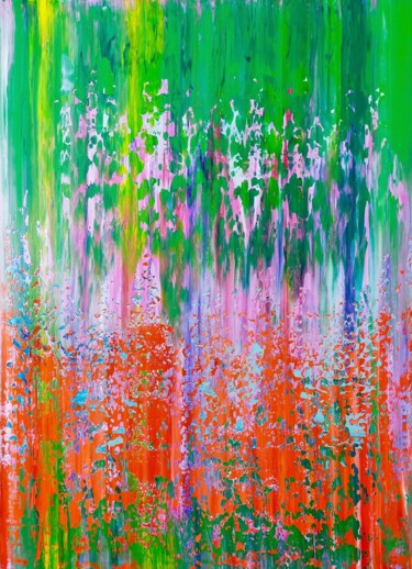 Painting titled "Eveil du Printemps…" by Sophius, Original Artwork, Acrylic Mounted on Wood Stretcher frame