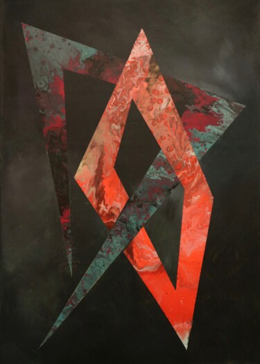 Картина под названием "Geometric" - Sophius, Подлинное произведение искусства, Акрил Установлен на Деревянная рама для носил…