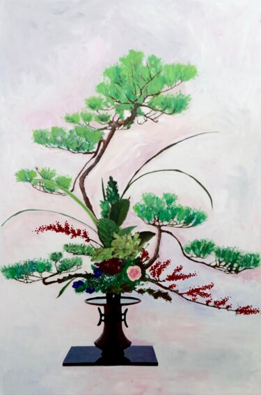 Peinture intitulée "Pink Camellia" par Sophius, Œuvre d'art originale, Acrylique Monté sur Châssis en bois