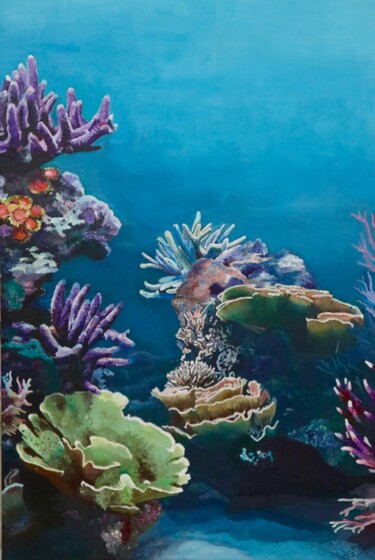 Painting titled "Pastel Corals" by Sophius, Original Artwork, Acrylic Mounted on Wood Stretcher frame