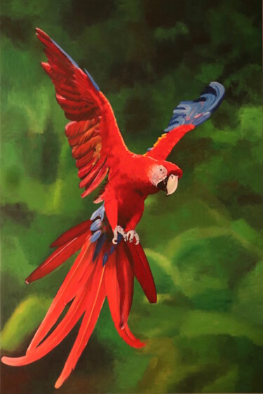 Painting titled "Free Flight" by Sophius, Original Artwork, Acrylic Mounted on Wood Stretcher frame