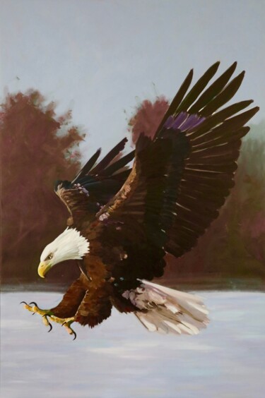 Painting titled "Snow Eagle" by Sophius, Original Artwork, Acrylic Mounted on Wood Stretcher frame