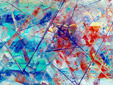 Malerei mit dem Titel "Blue Lines" von Sophius, Original-Kunstwerk, Acryl Auf Keilrahmen aus Holz montiert