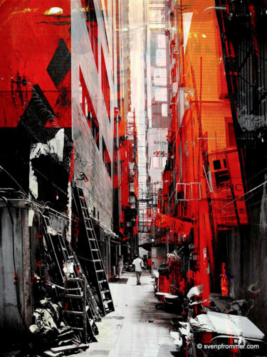 Druckgrafik mit dem Titel "HONG KONG Downtown X" von Sven Pfrommer, Original-Kunstwerk, Analogdruck