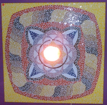 Handwerk mit dem Titel "Mandala mit beleuch…" von Musaicum Steinbildsetzerei Sven Strauß, Original-Kunstwerk