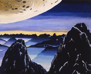 Painting titled "moonscape" by Sven Vandenbosch, Original Artwork, Oil