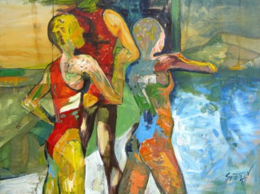 Malerei mit dem Titel "Swimmers" von Svetlin Kolev, Original-Kunstwerk, Öl