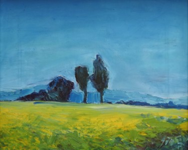 Картина под названием "Landscape with colza" - Svetlin Kolev, Подлинное произведение искусства, Масло