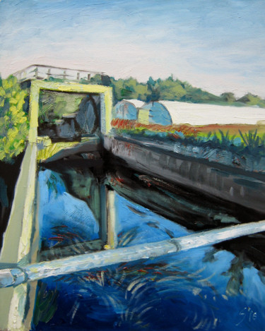 Painting titled "The canal II" by Svetlin Kolev, Original Artwork, Oil