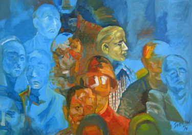 Painting titled "Spectators" by Svetlin Kolev, Original Artwork, Oil