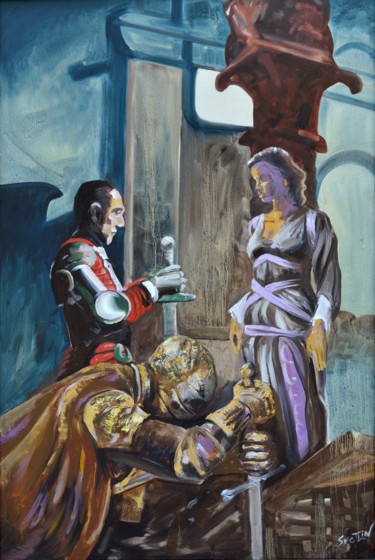 Painting titled "Adoration of the kn…" by Svetlin Kolev, Original Artwork, Oil