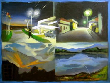 Painting titled "Four Landscapes" by Svetlin Kolev, Original Artwork, Oil