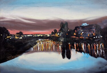 Peinture intitulée "Maritza on dusk" par Svetlin Kolev, Œuvre d'art originale, Huile