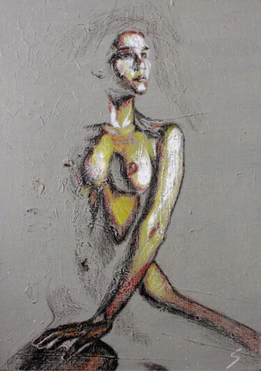 Desenho intitulada "Nude V" por Svetlin Kolev, Obras de arte originais, Pastel