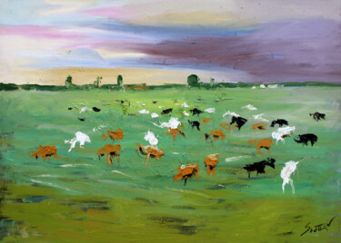Peinture intitulée "Flock cheeps" par Svetlin Kolev, Œuvre d'art originale, Huile