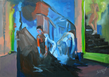 Malerei mit dem Titel "Into a Gym I" von Svetlin Kolev, Original-Kunstwerk, Öl
