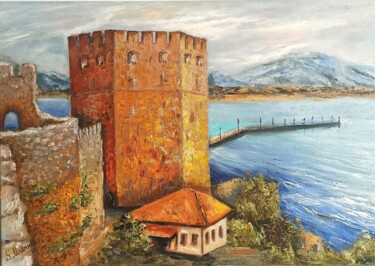 Картина под названием "Red Tower in Turkey" - Sveta Makarenko, Подлинное произведение искусства, Масло
