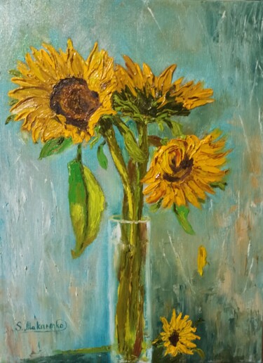 Painting titled "Sunflowers" by Sveta Makarenko, Original Artwork, Oil