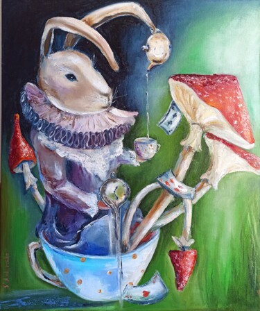 Malerei mit dem Titel "Time to drink tea.…" von Sveta Makarenko, Original-Kunstwerk, Öl