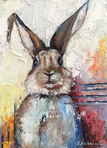 Painting titled "Hare 1" by Sveta Makarenko, Original Artwork, Oil