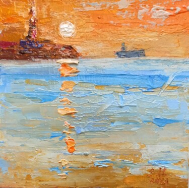 Painting titled "Oil painting "Yacht…" by Sveta Makarenko, Original Artwork, Oil