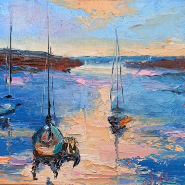 Painting titled "Oil painting "Yacht…" by Sveta Makarenko, Original Artwork, Oil