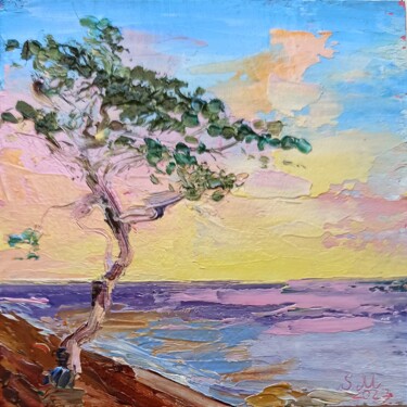 Schilderij getiteld "tree by the sea" door Sveta Makarenko, Origineel Kunstwerk, Olie