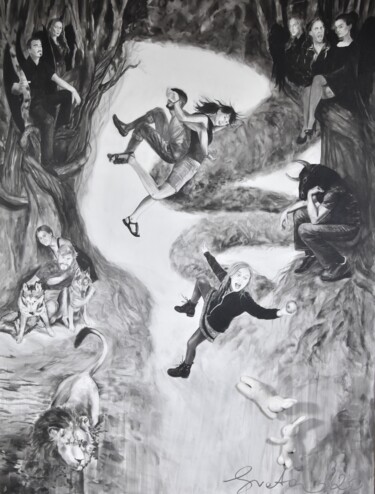 Dessin intitulée "La Comédie" par Svetà Marlier, Œuvre d'art originale, Acrylique Monté sur Châssis en bois