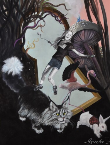 Картина под названием "Alice" - Svetà Marlier, Подлинное произведение искусства, Акрил Установлен на Деревянная рама для нос…