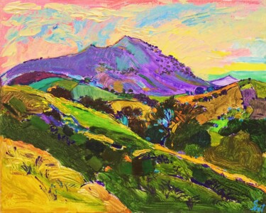 Malerei mit dem Titel "Fields and mountain…" von Sveta Peuch, Original-Kunstwerk, Acryl Auf Andere starre Platte montiert