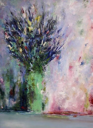 Peinture intitulée "Flowers in a malach…" par Sveta Shulginova, Œuvre d'art originale, Huile