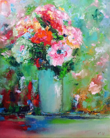 Painting titled "Sunny bouquet" by Sveta Shulginova, Original Artwork, Oil