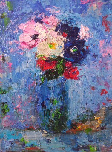Painting titled "Small Flower still…" by Sveta Shulginova, Original Artwork, Oil