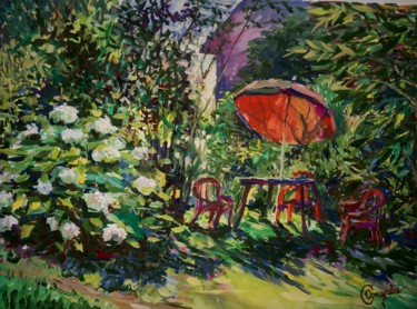 Malerei mit dem Titel "Летний сад" von Sveta Sokolova, Original-Kunstwerk, Gouache