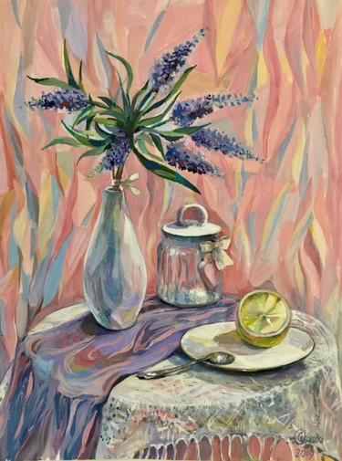 Painting titled "Лаванда" by Sveta Sokolova, Original Artwork, Gouache