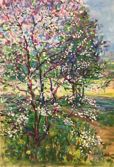 Painting titled "Весна" by Sveta Sokolova, Original Artwork, Gouache