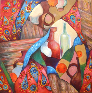 Картина под названием "Натюрморт с кувшином" - Sveta Sokolova, Подлинное произведение искусства, Акрил