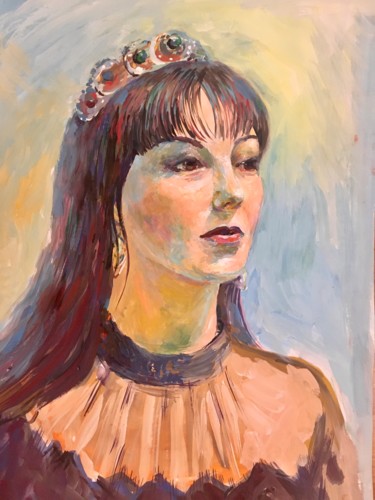 Painting titled "Красавица" by Sveta Sokolova, Original Artwork, Gouache