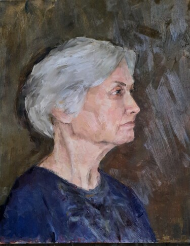 Pittura intitolato "Портрет пожилой жен…" da Sveta Sokolova, Opera d'arte originale, Olio
